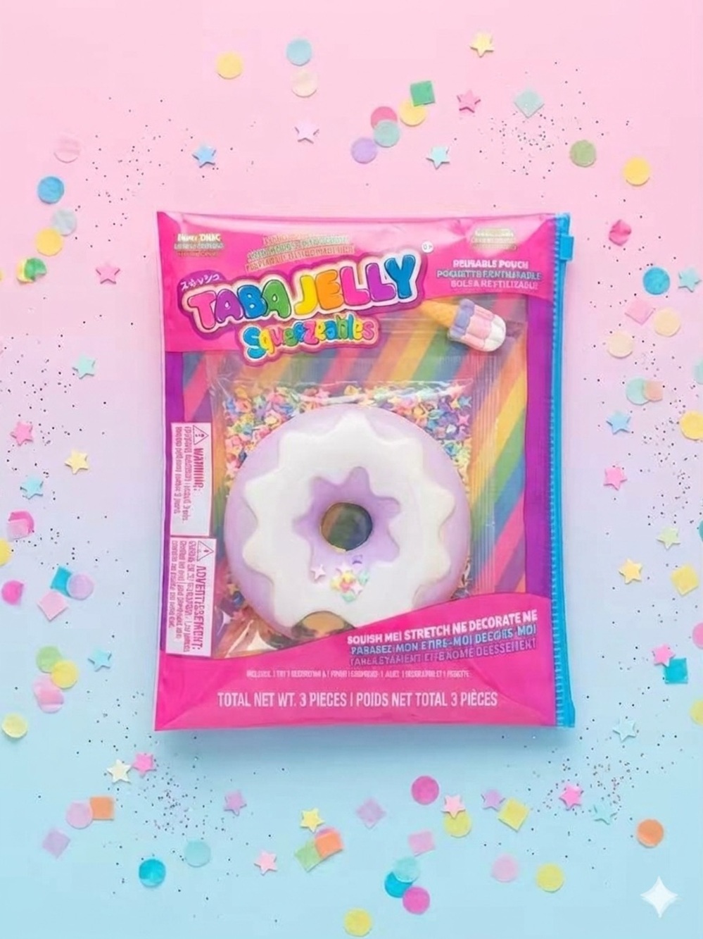Squeezy White & Purple Donut Squishy Toy